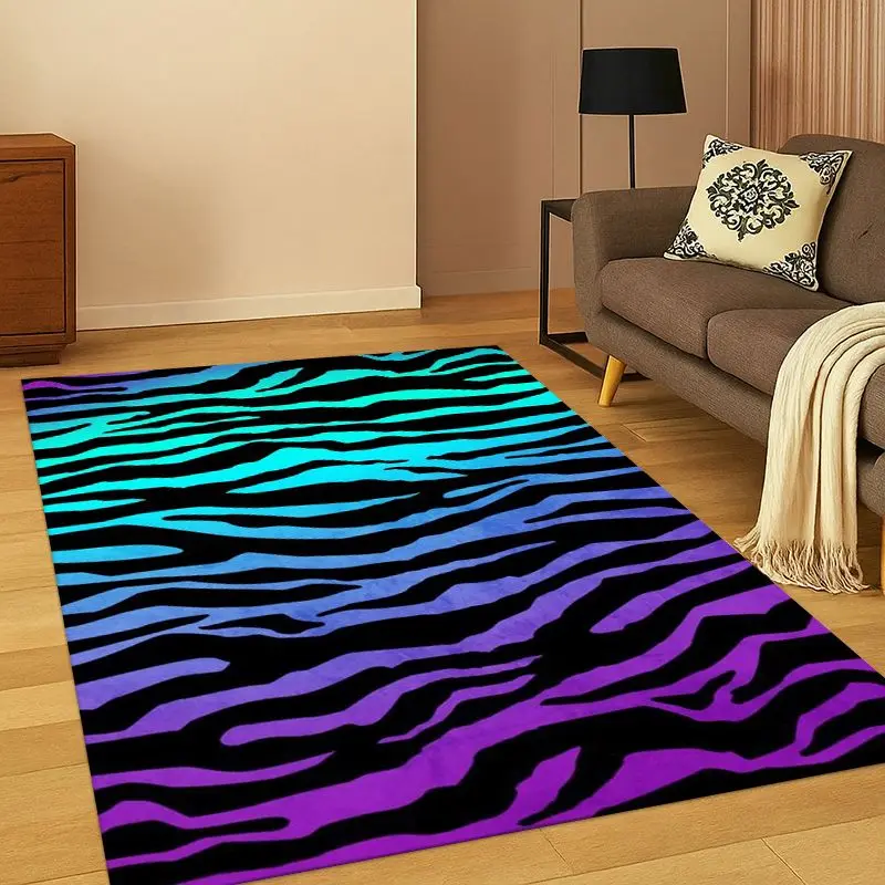 Black White Zebra Stripe Carpet Rug for Bedroom Living Room Sofa Playroom Doormat Home Decor,Kid Game Area Rug Non-slip Gift