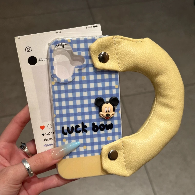 

Чехол для телефона в клетку с принтом Микки Мауса в стиле аниме для iPhone 16, 15, 14, 13, 12, 11 Pro Max XR XS Max, защитный чехол с полным покрытием