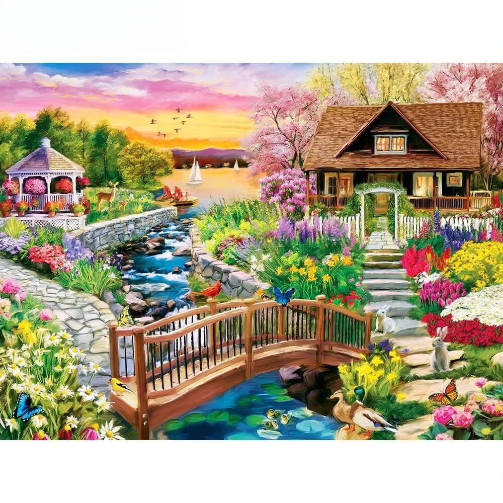 

500/1000/1200/2000 PCS Jigsaw Puzzles Landscape Park Family Activity Games for Gameroom Bedroom Home Decor Gift