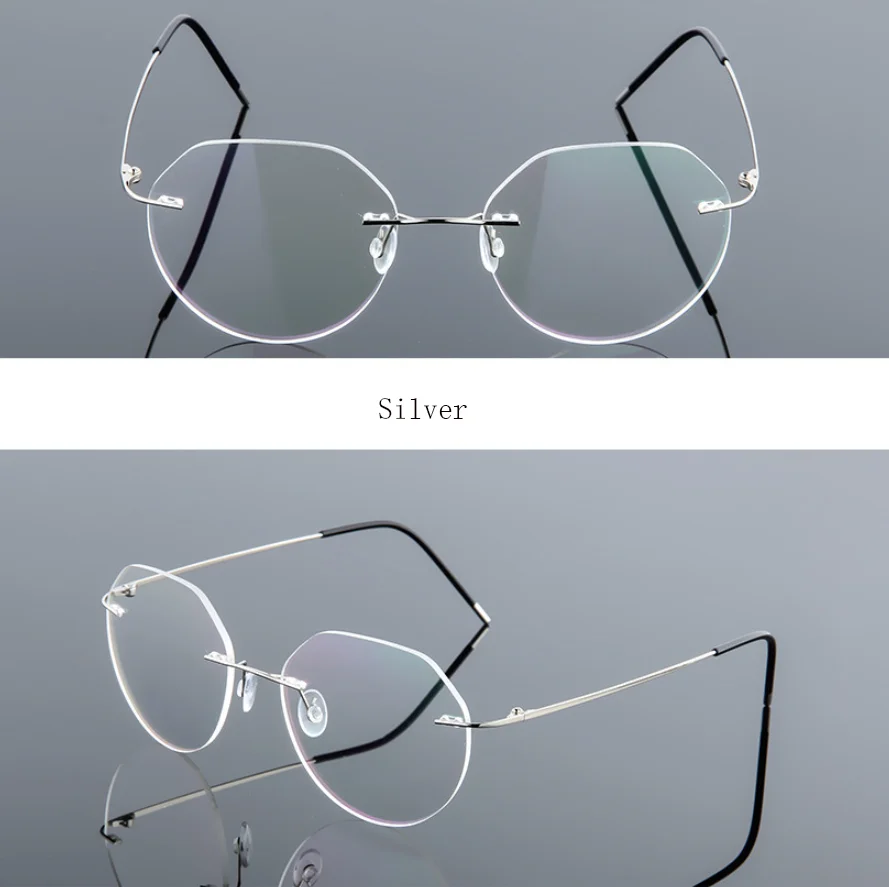 FELRES Randlose Titanlegierung Polygon Anti Blaues Licht Lesebrille Männer Frauen Memory Metall Grenzenlose Rezept Optische Gläser 8