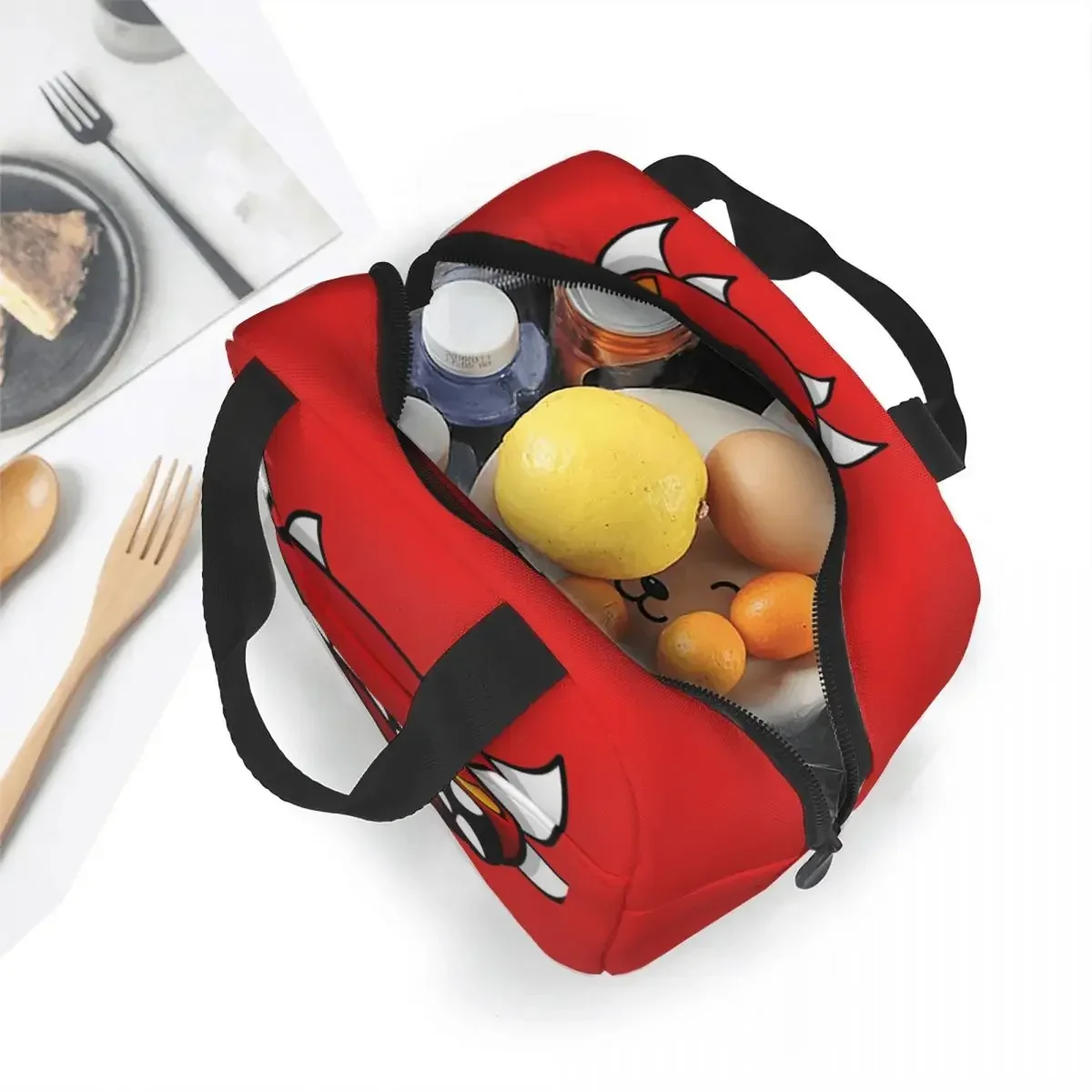 Geometry Cube Game Dash Insulated Lunch Bag Cooler Bag Meal Container Extreme Demon Tote Lunch Box Food Storage Bags Outdoor