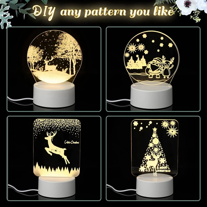 20 Pcs 2 Mm Led Light Base For Light Base Plastic Cast Clear Acrylic Sheet Square And Round Acrylic Panel Sign Blank