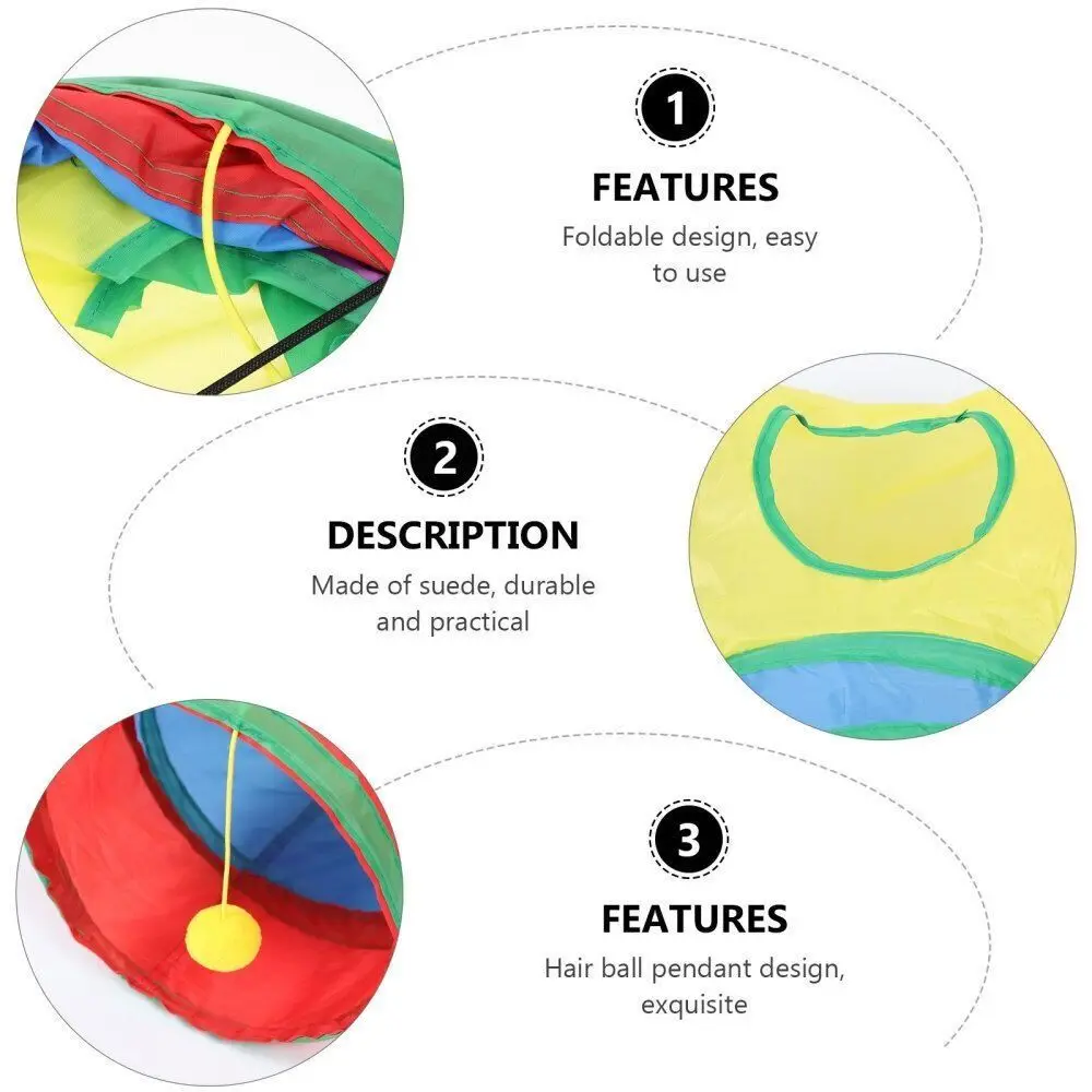 

Портативный туннель для кошек из полиэстера + стальной проволоки, складное красочное кошачье гнездо, дышащее тренировочное интерактивное туннель для кошек-лабиринта для щенков