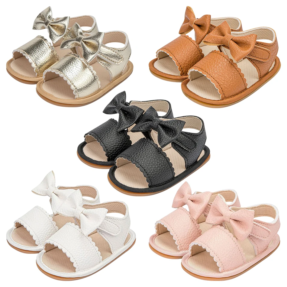 Fashionable Adorable Comfortable Bow-Decorated Breathable Infant Sandals Summer Home Wear Baby Non-Slip First Strides Shoes