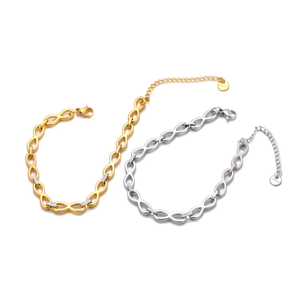 Lokaer Waterproof Fashion Infinite Eternity Chain Bracelet 18k Gold Plated 316L Stainless Steel Hand Bangles For Women B24050