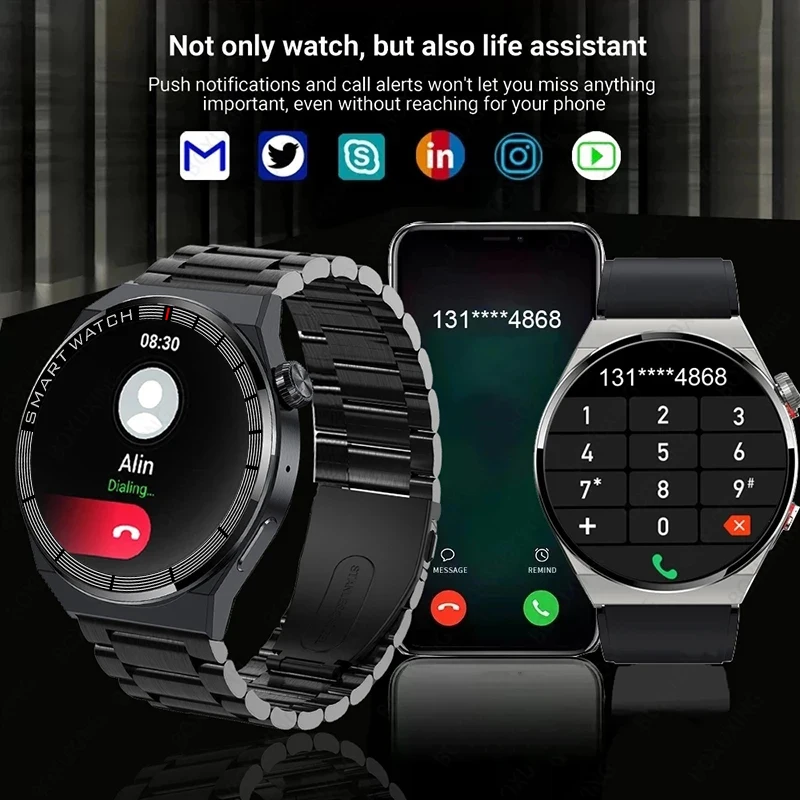 GT3 Pro Smartwatch Impermeável para Homens, Tela HD, Chamada Bluetooth, Frequência Cardíaca, AMOLED, 466x466, IP68, Novo, 2023