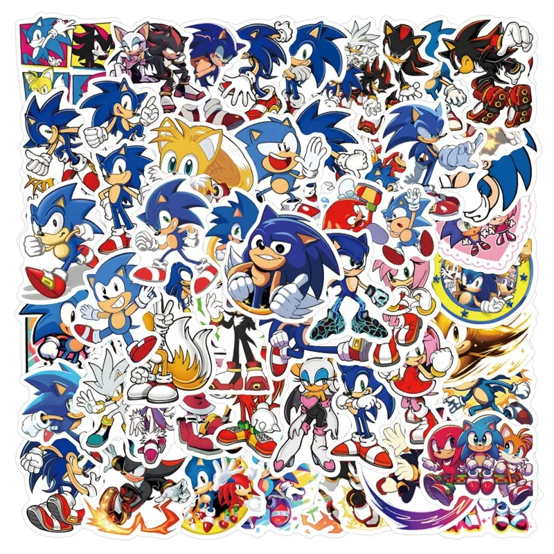 60Pcs Cartoon Sonic The Hedgehog Stickers for Decoration, Journaling, Stationery, Water Bottles, Computer, Waterproof Stickers