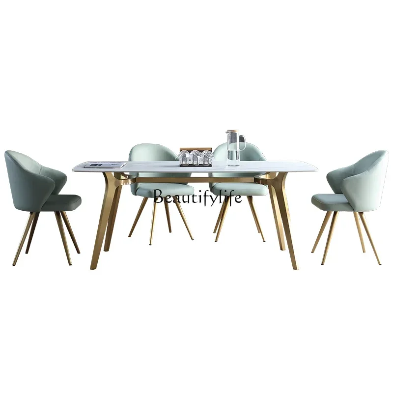 

ld 38 Italian imported rock slab dining table Modern simple household Nordic marble light luxury dining table