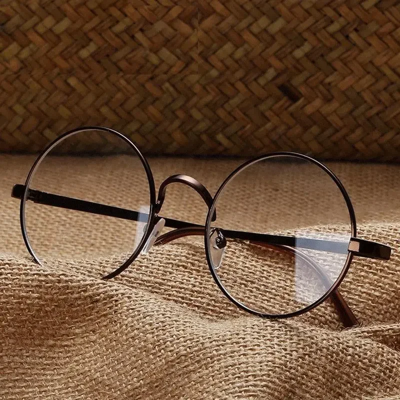 Round Metal Frame Glasses Flat Retro Art Glassesed  Glasses Cosplay Accessories Anime Adult Boy Clothing Props Gifts