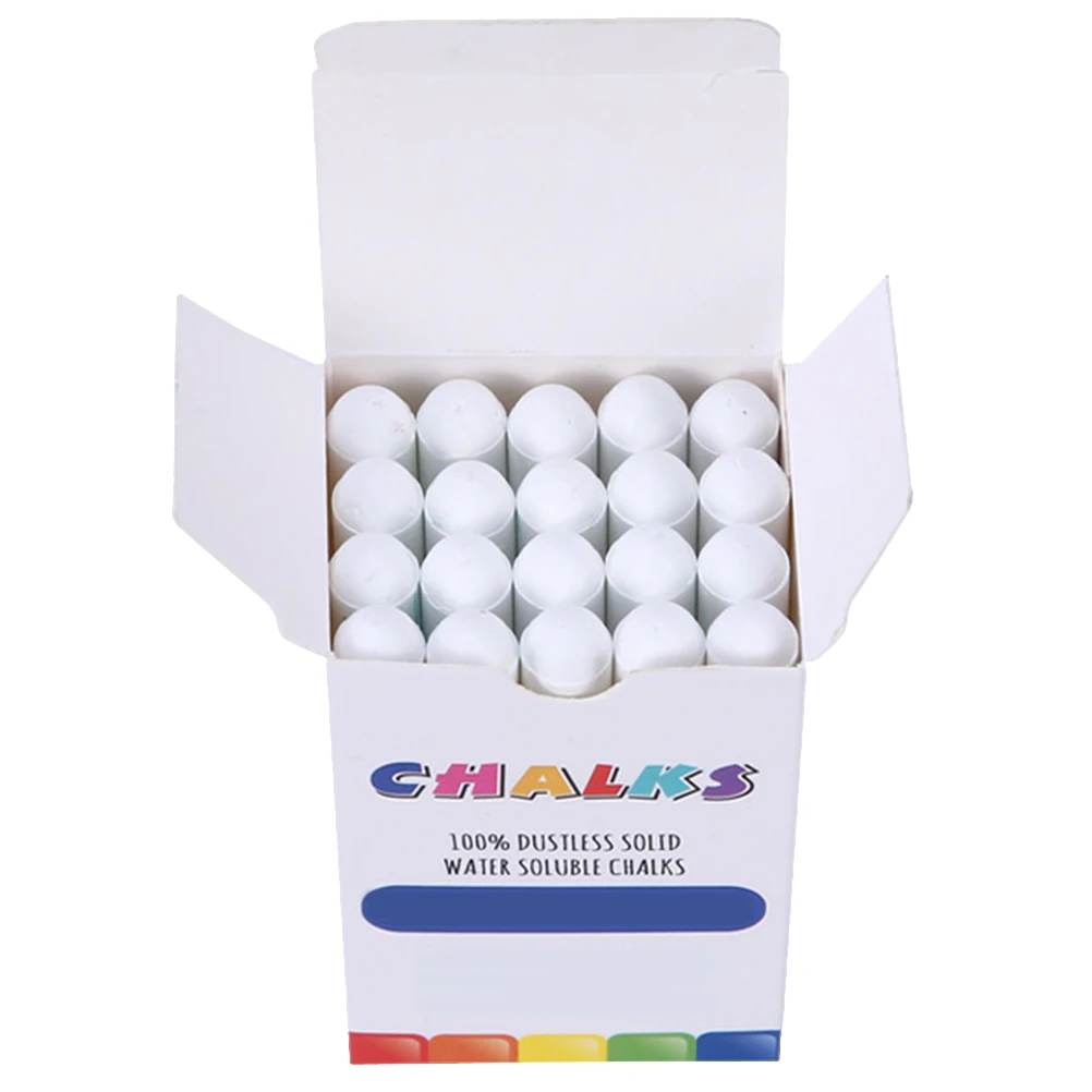 20 قطعة طباشير قابلة للغسل بدون غبار صديقة للبيئة بيضاء قابلة للذوبان في الماء مناسبة للأطفال ملعب السبورة سهلة المسح