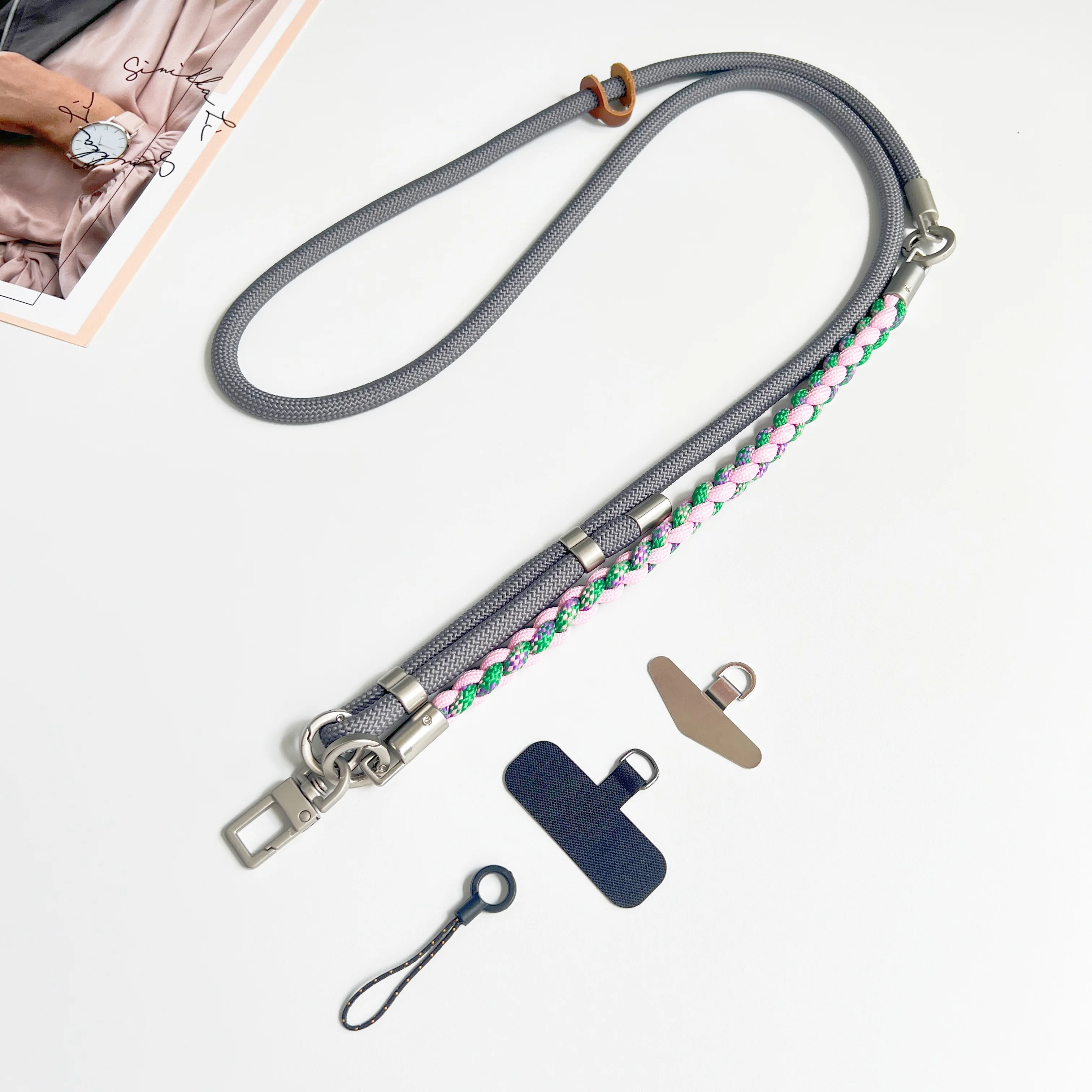 

DIY Three-In-One Mobile Phone Lanyard With Adjustable Movement, Long Lanyard And Short Wrist Lanyard，Phone Charm