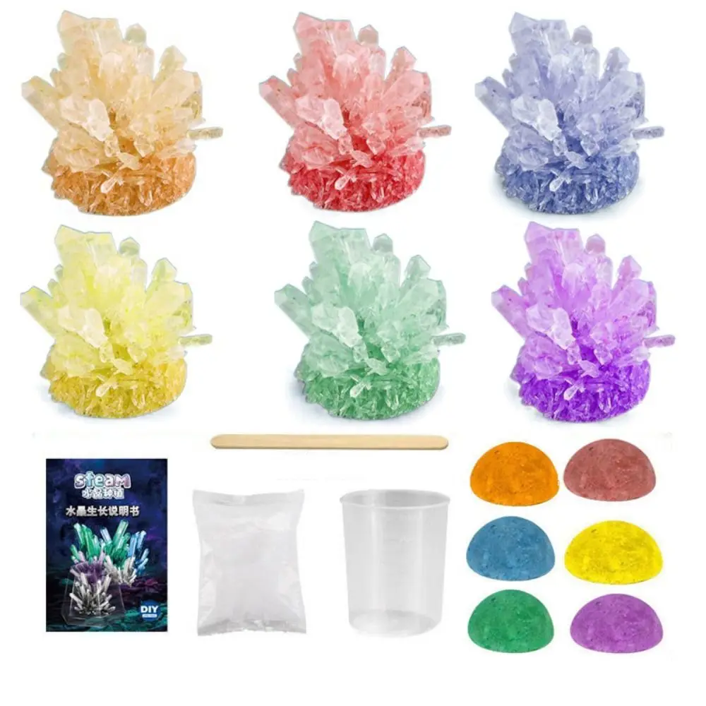 Vitrines Crystal Growing Kit Laat een kristal groeien Levendige gekleurde kristallen DIY Educatief Wetenschap Speelgoed Gemakkelijk te volgen handleiding