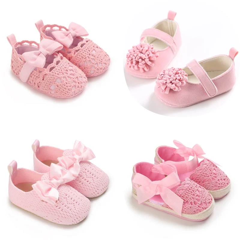 Spring and Autumn Fashion Baby Shoes Knitted Embroidered Cute Girl Baby Flat Shoes Princess Shoes Flat Shoes Soft Soles