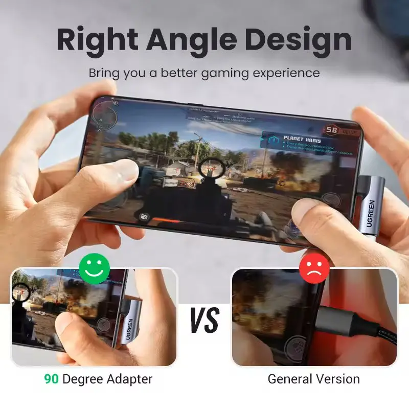 UGREEN USB C to 3.5mm Right Angle Audio Adpater Headphone Earphone Aux Mic Jack Adapter USB C 90 Degree for Samsung iPad