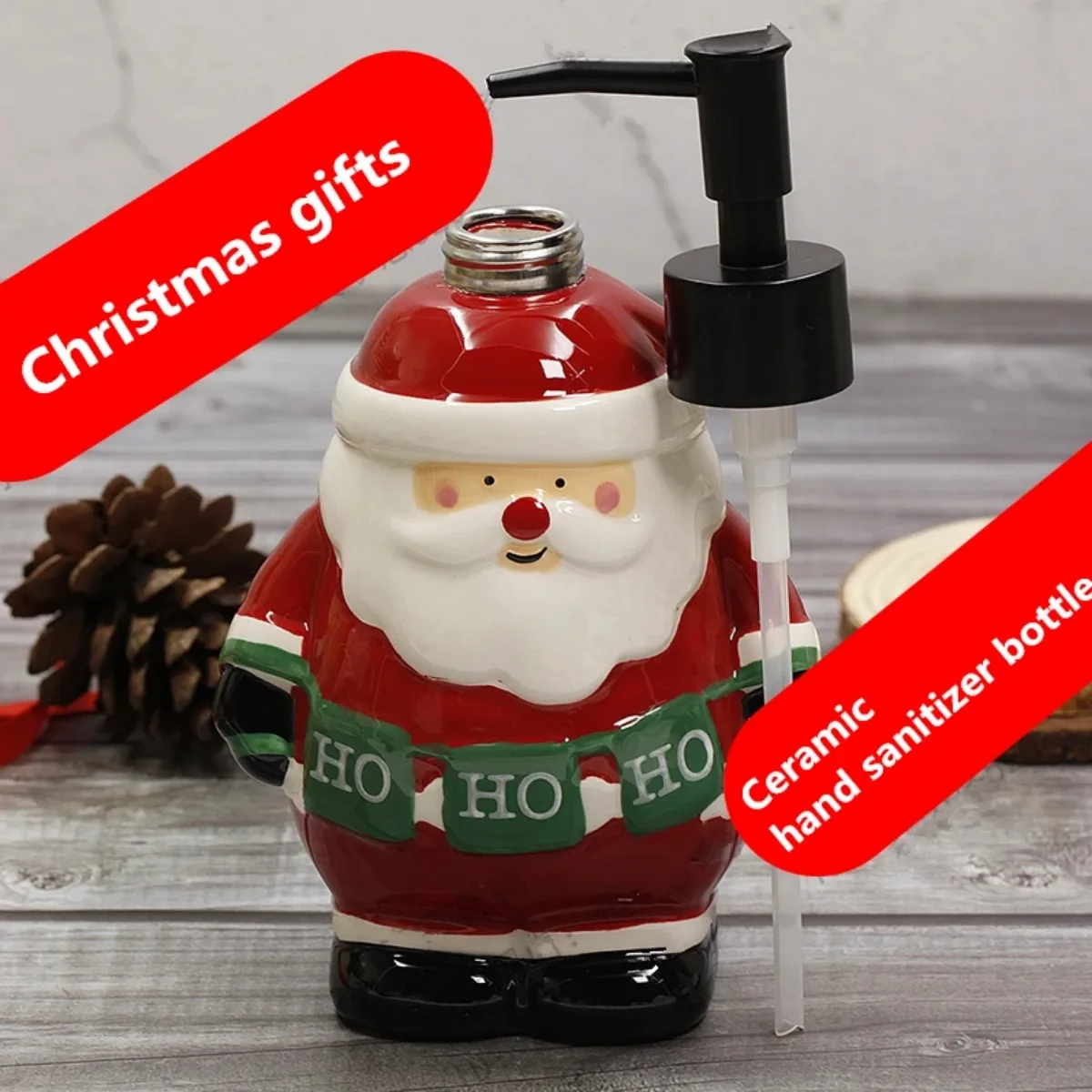 500ml Exquisite Bathroom Soap Dispenser Handpainted Cute Santa Claus Porcelain Lovely Decoration Collectible Soap Bottle