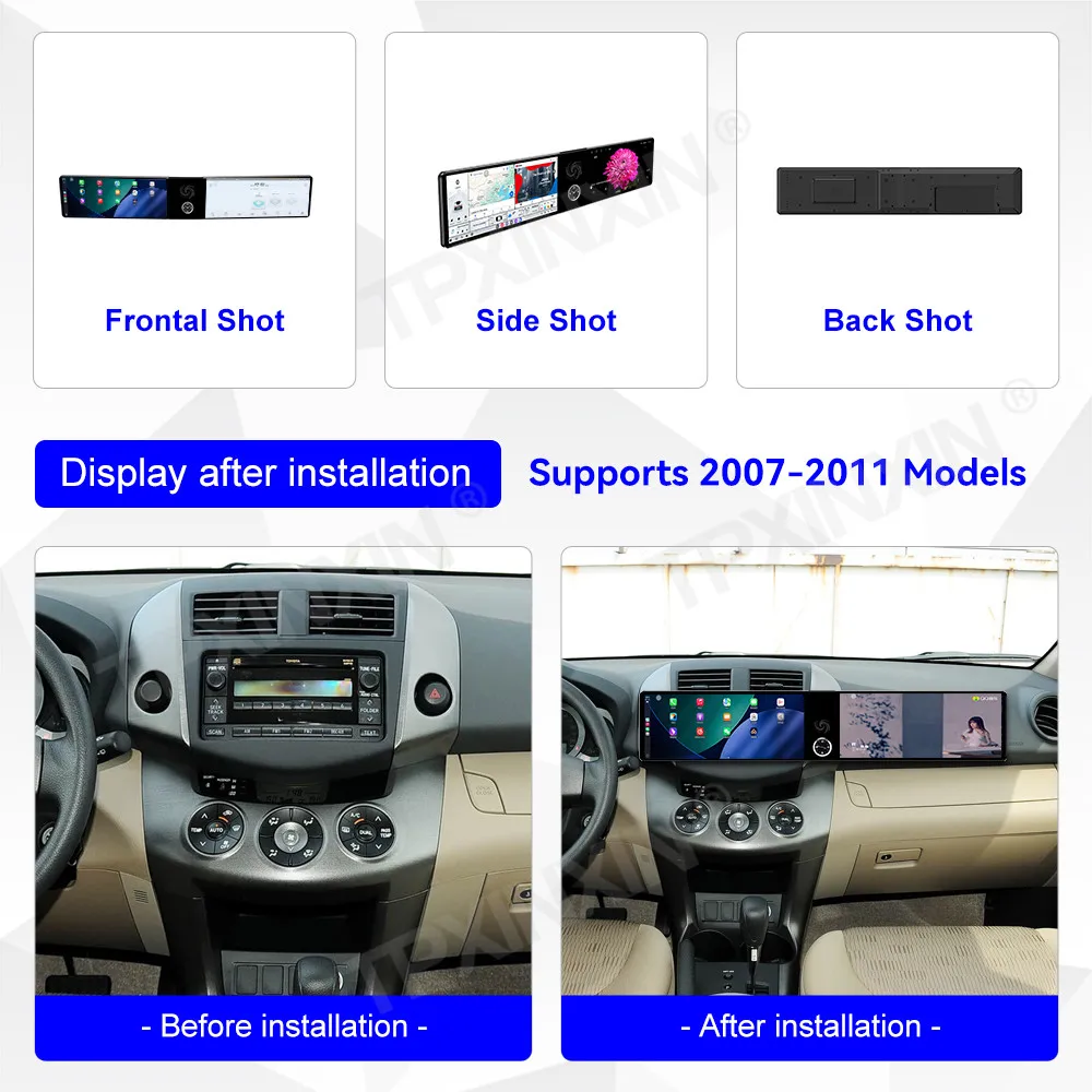 Dual Screen Interaction Android Auto For Toyota RAV4 2007~2011 Multimedia GPS Navigation Car Radio Stereo Receiver IPS Head Unit
