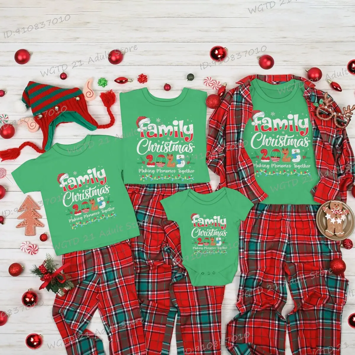 القطن الطفل رومبير الأسرة عيد الميلاد 2025 هدايا النساء الرجال الفتيات الفتيان مطابقة الأسرة مضحك تيز قصيرة الأكمام هدايا السنة الجديدة 2026