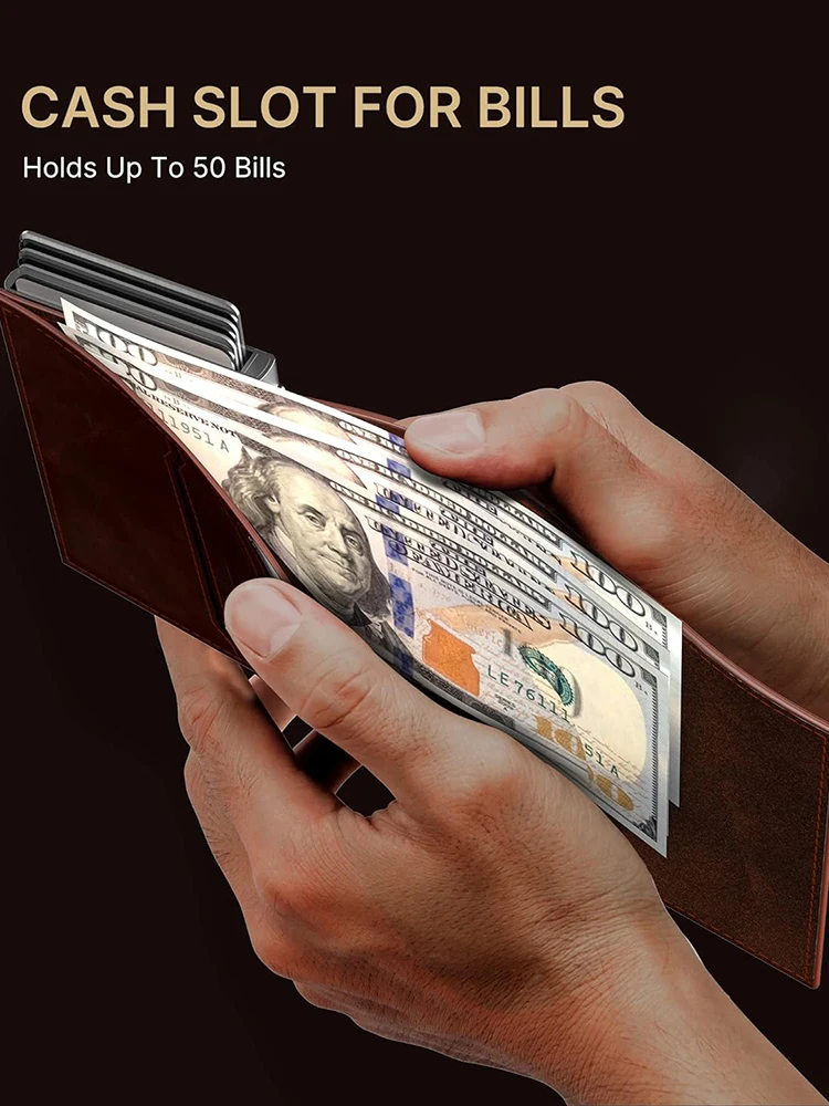 Smart Wallet for Men RFID Blocking Slim Carbon Fiber AirTag Wallet