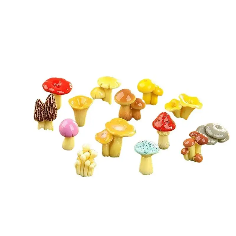 Mini Resin Mushroom Ornament Hand-Painted Non-Toxic Tiny Decor for Dollhouse Aquarium Fairy Garden Potted Plant