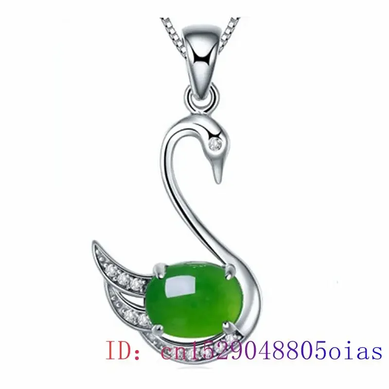 Jade Swan Pendant Gemstone Jewelry Gifts Charm Zircon Chalcedony Lucky Necklace Fashion Natural Amulet Crystal Chinese
