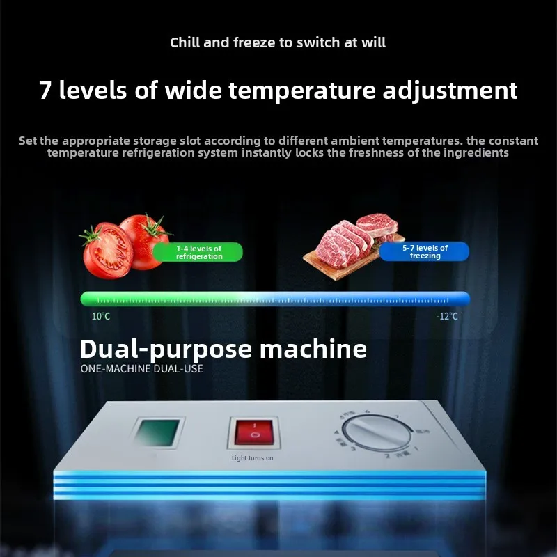 zz Fried Skewers Stall Refrigerated Fresh-Keeping Countertop Freezer Small Display Freezer Commercial Horizontal Freezer