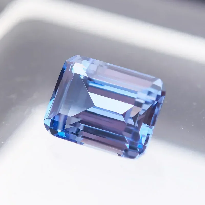 Top Lab Grown Sapphire Emerald Cut Cornflower Color VVS1 Gemstone Charms DIY Jewelry Making Materials Selectable AGL Certificate