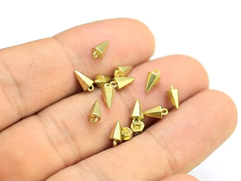 

10pcs Brass Charms, Spike Earring Charms For Hoops, Earring Accessories, 7.3x3.65mm, Brass Findings, Jewelry Making - R502