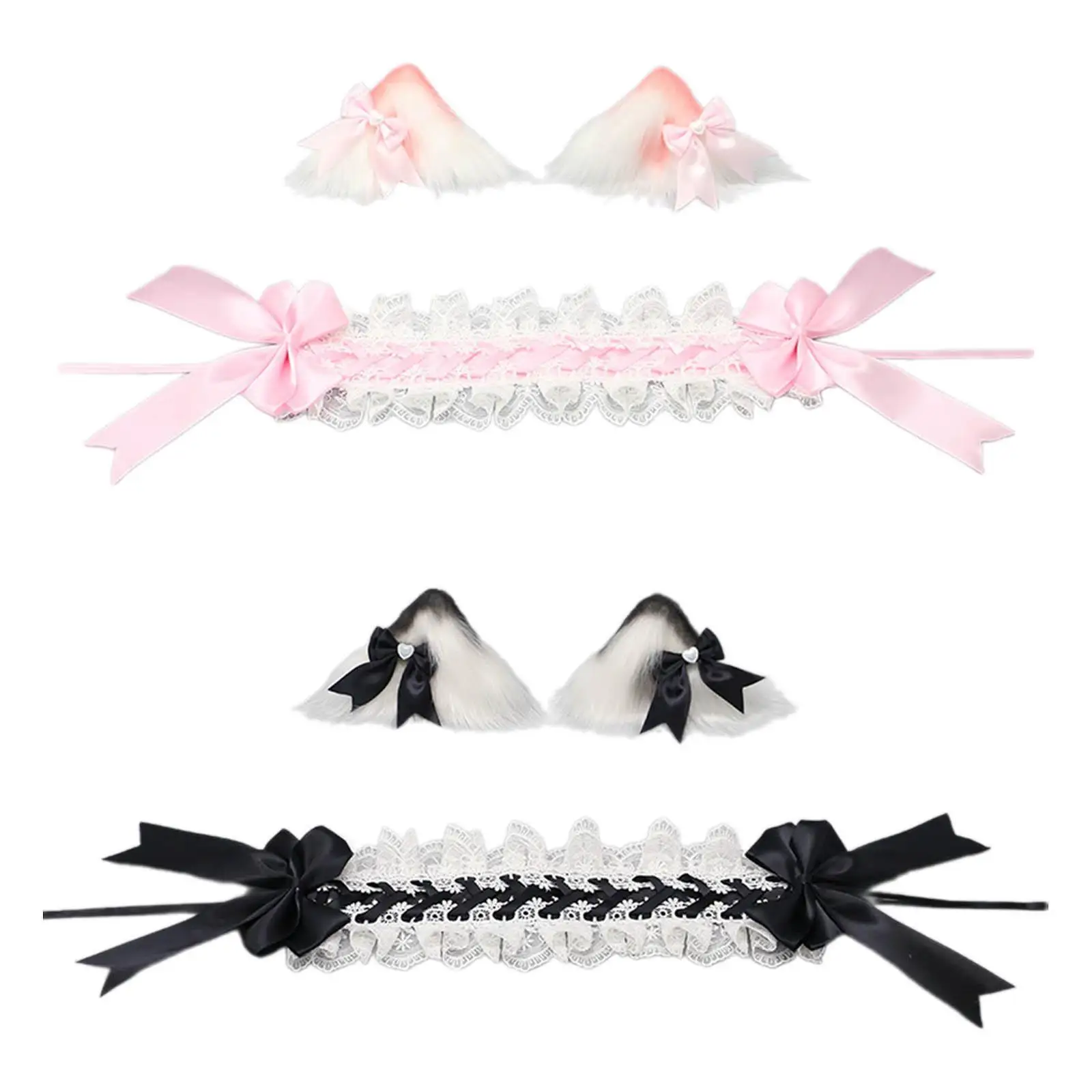 Accessori per capelli Lolita Copricapo largo Elegante fiocco in nastro Cameriera Vesti capelli carini