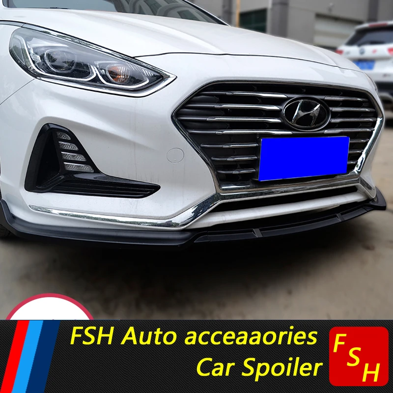 For Hyundai Sonata 9th 2014 - 2019 Front Lip Chin Diffuser Body Kit Spoiler Bumper Splitter Accessories ABS Material Carbon Look