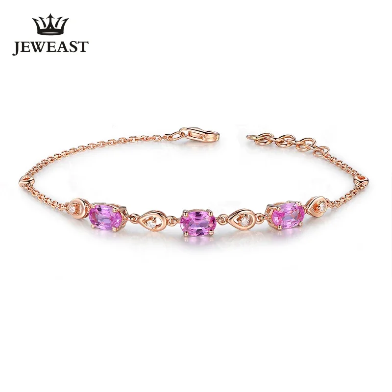 Natural sapphire 18k  Female Bracelets Fine Jewelry Gift Girl Thin Trendy Solid 750 Real Bangle Party Good Nice