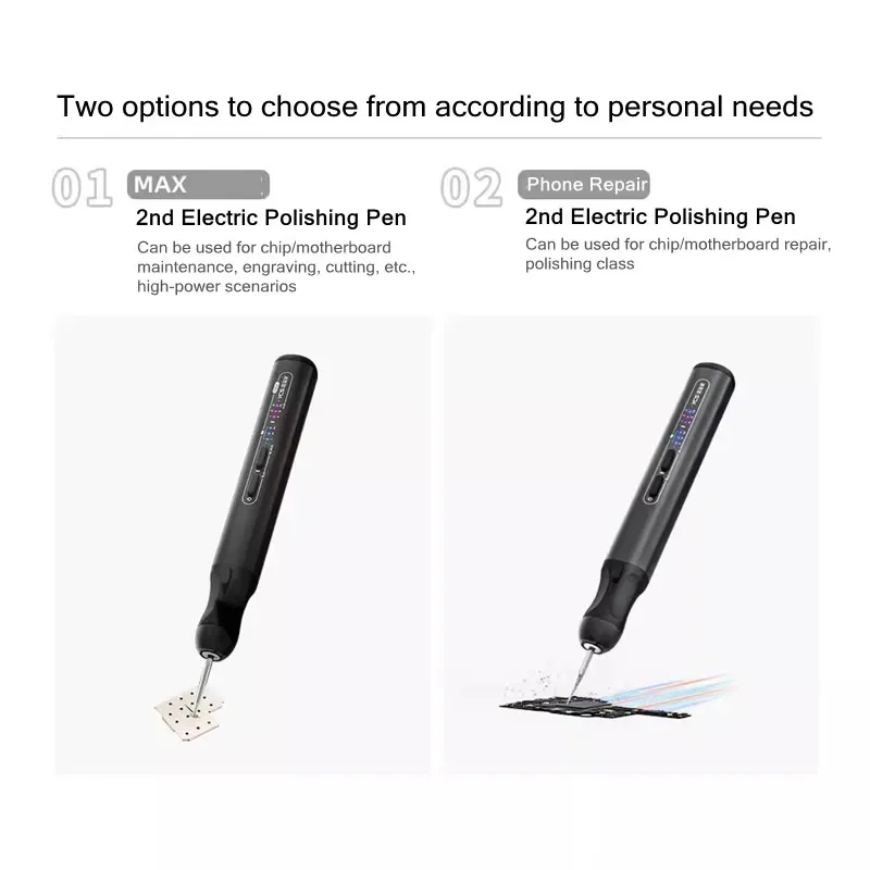 YCS 2nd MAX Elektrische Polijstpen voor Mobiele Telefoon Onderhoud Vijf Versnelling Moederbord Chip CPU Slijpen Carving Demontage Tool