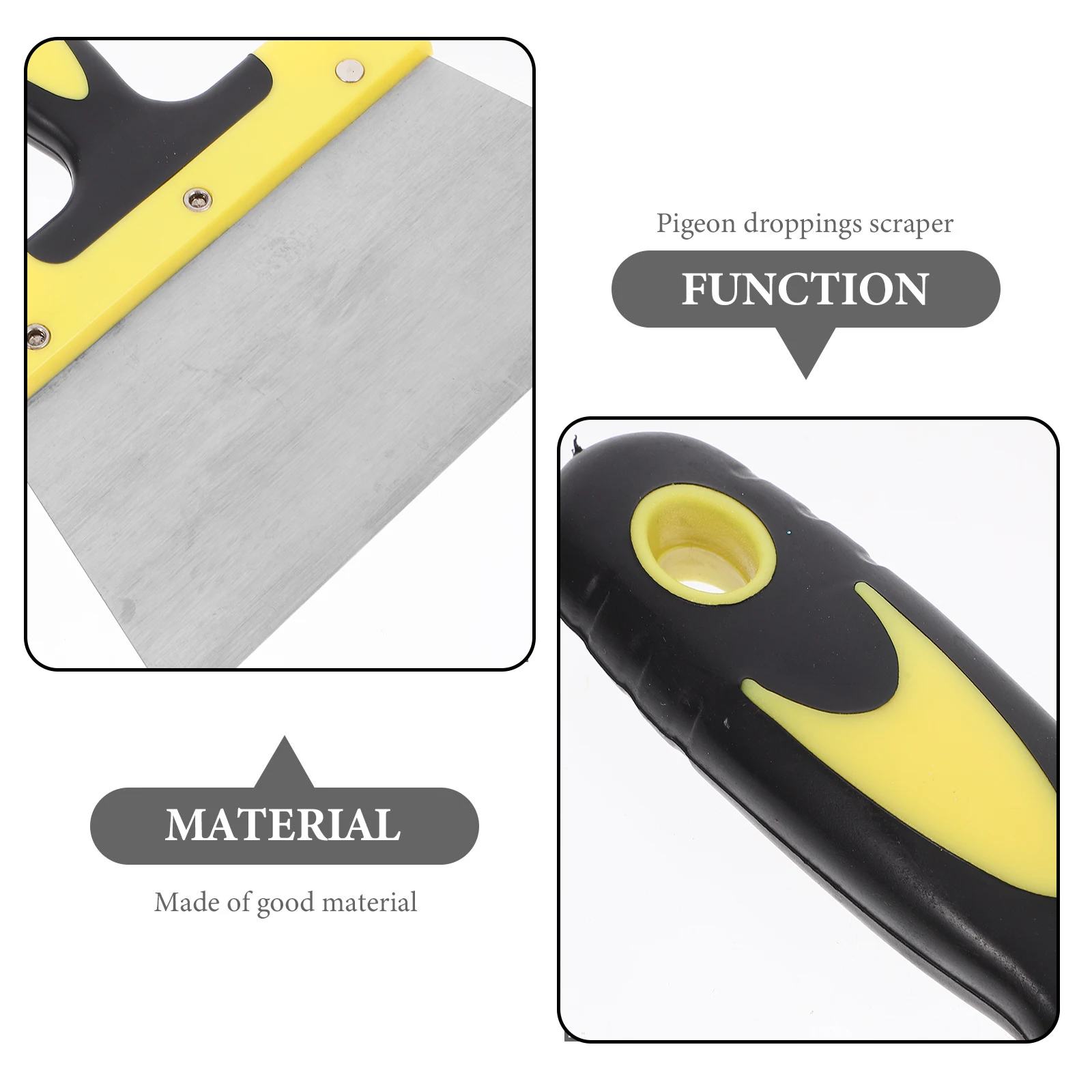 

Yellow Stainless Steel Bird Droppings Scraper Reusable Cage Cleaning Tool Pigeon Poop Remover Surface Scraper for Bird Cage
