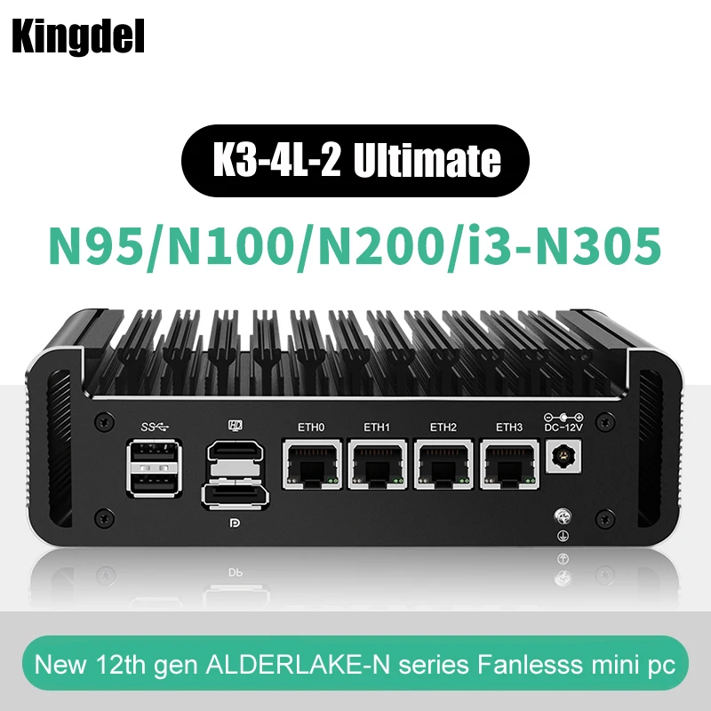 12th Gen Fanless Soft Router Core i3 N305 N200 N100 DDR5 4800MHz Firewall Computer Host 4*i226V 2.5G Mini PC DP HDMI TF win11