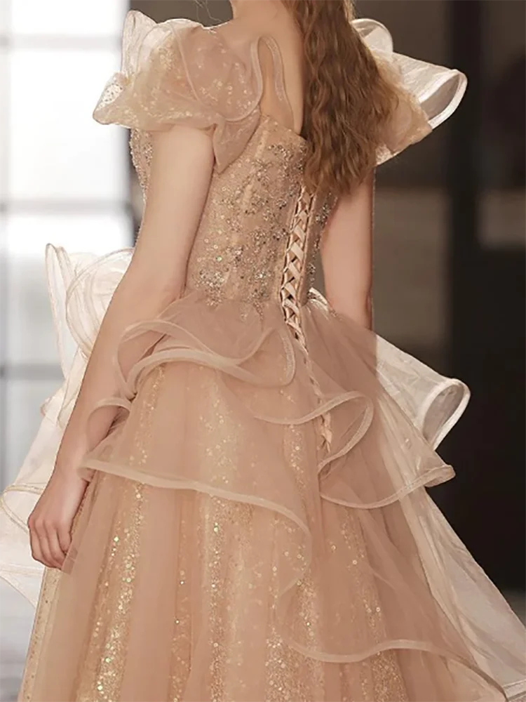 Elegant Sweetheart Sequined ฉัตร A-Line ชุดราตรีอย่างเป็นทางการวันเกิด Party Prom Gowns ที่กําหนดเอง