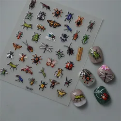 Insects Dragonfly 5D Nail Stickers Soft Reliefs Slider For Woman Nail Art Decor