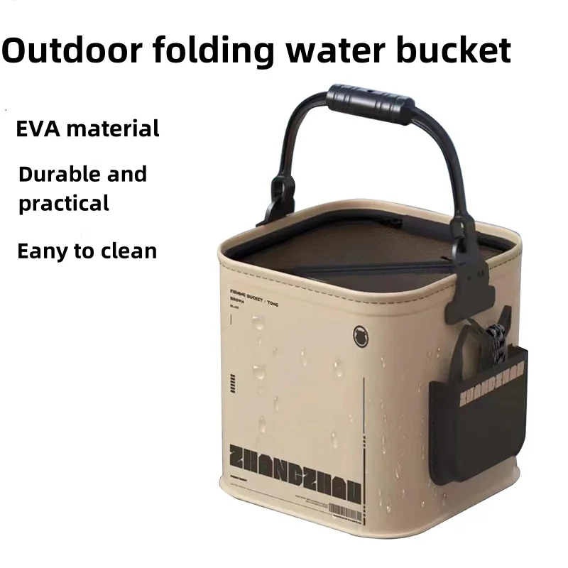 Multifunctional Foldable Fishing Bucket With Cover Net, Waterproof Outdoor Camping Bucket, Fishing Accessories