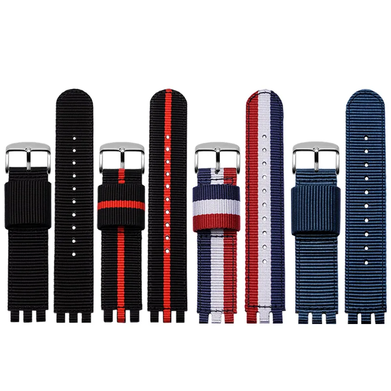 Watchband For SWATCH YCS YAS YGS IRONY breathable nylon Watch band 17mm 19mm Red blue canvas Strap Men Women Watch accessories