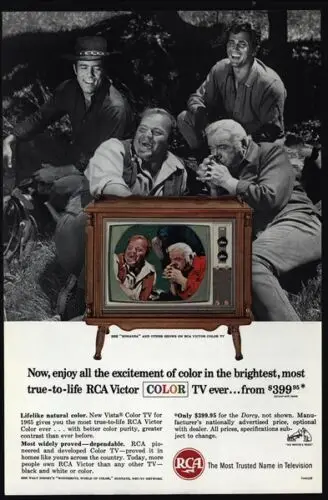 1н,1964 БИНАНЗА - МИКЛЛОВАЯ ЛЭНДОН - ЛОРНЕ ГРЕНЕН - Цветная телевизионная RCA ВИНТАЖНАЯ Знак AD-Tin 1н,1964 БИНАНЗА - МИКЛЛОВАЯ ЛЭНДОН - ЛОРНЕ ГРЕНЕН - Цветная телевизионная RCA ВИНТАЖНАЯ Знак AD-Tin