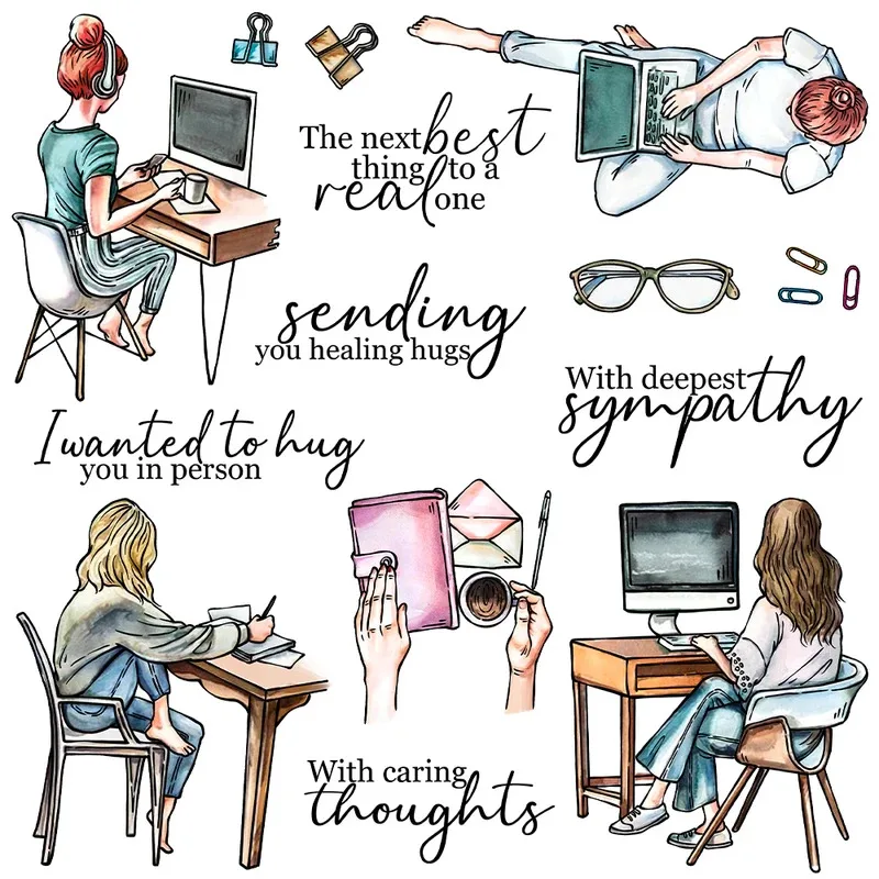 

Working Studying Girls Clear Stamps DIY Scrapbooking Supplies Silicone Stamps For Cards Making Paper Albums Decor