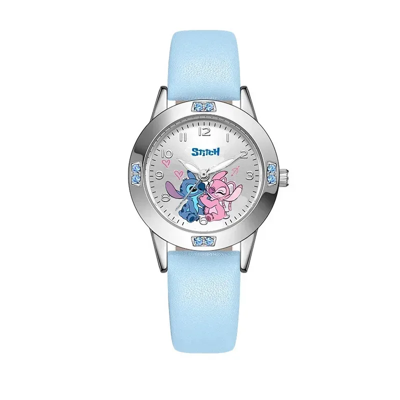 Disney Stitch Cartoon Children'S Watch Steel Belt Belt High Quality Diamond Set Quartz Watch Quartz Wristwatches Kids Gift