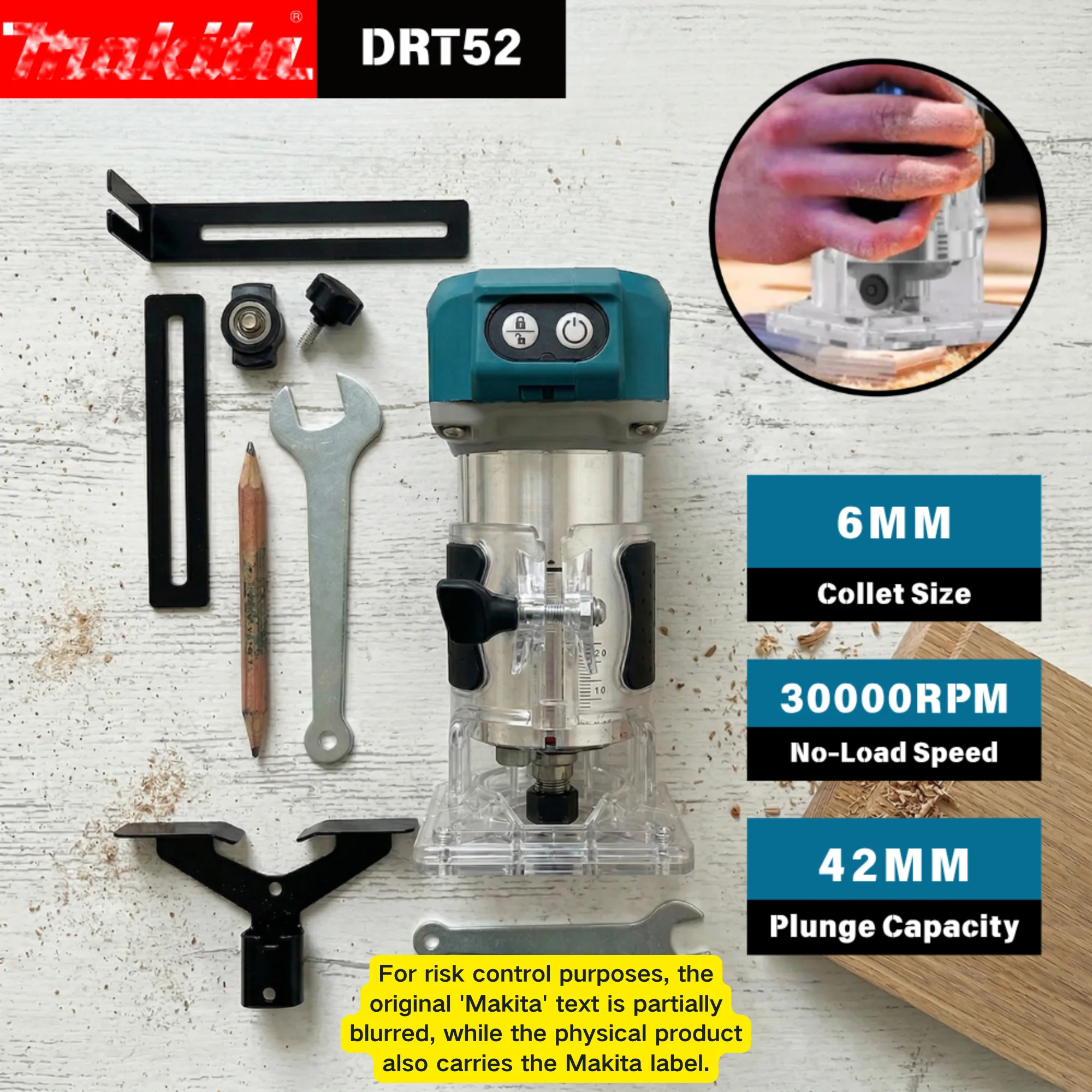 Makita Edge Trimmer DRT50 18V LXT Cordless Trimmer, Brushless Motor, Professional Rechargeable Slotting and Milling Tool