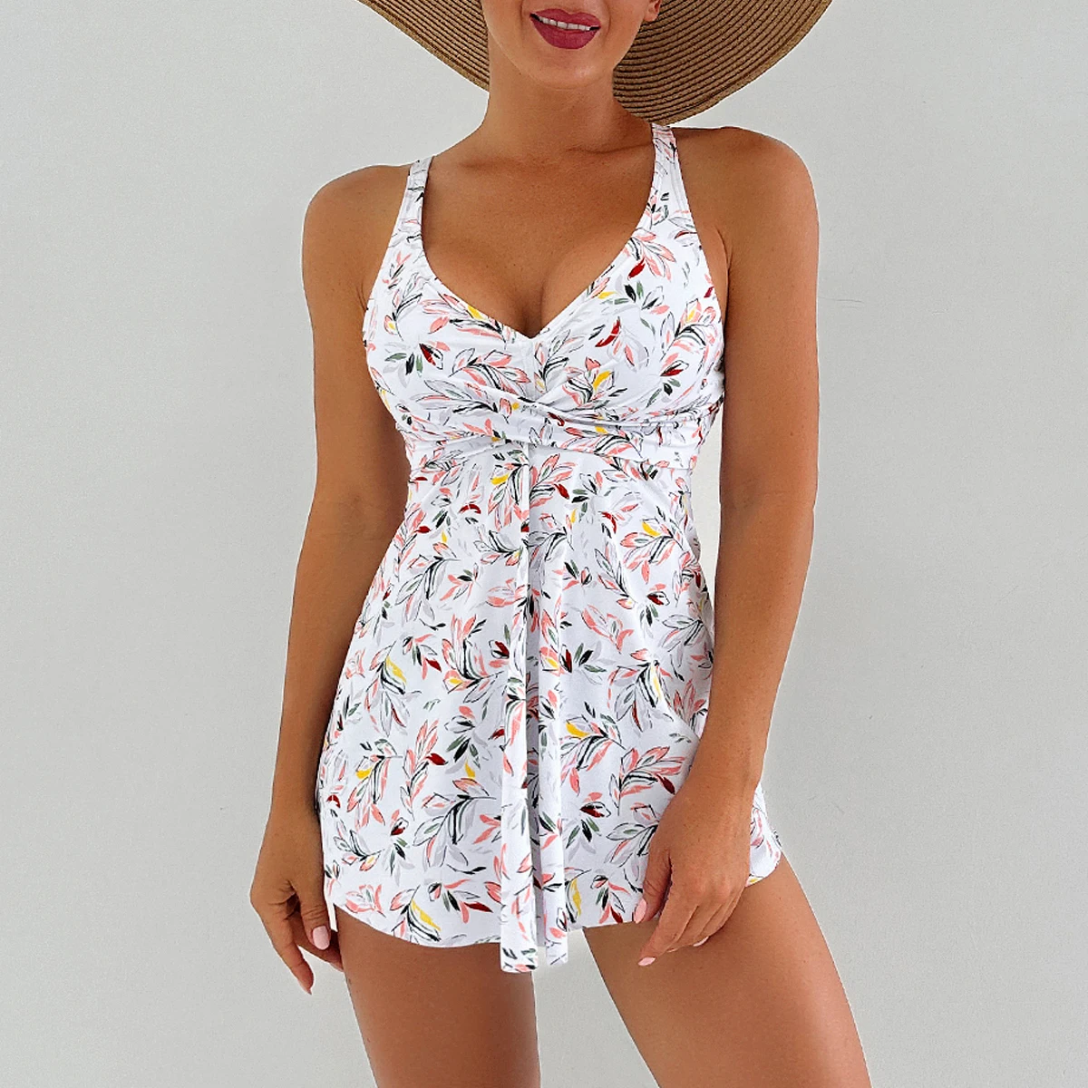 

2026 Printed Tankini Set Two Pieces Swimsuit Women Floral Swimwear Female Bathers Bathing Swimming Swim Suit Beachwear