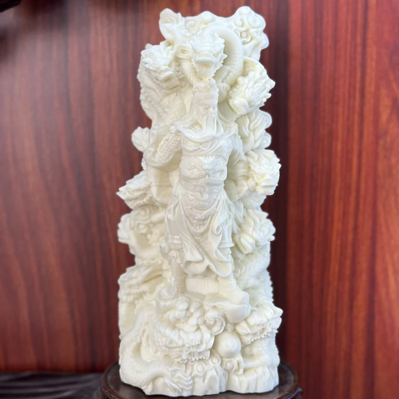 Ivory Nut Carving Kowloon Guan Gong Lord Guan the Second20*9.6*6cmHome Living Room Desktop Wooden Craftwork Ornaments