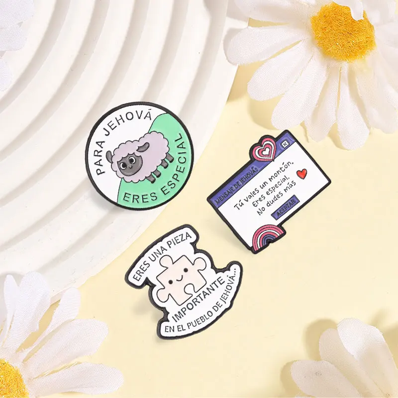Rosa Schafe Jesus Glaube Brosche Emaille Pins EL SENOR ES MI PASTOR NADA ME FALTARA Broschen Revers Abzeichen Schmuck Geschenk für Freunde – Detail 6