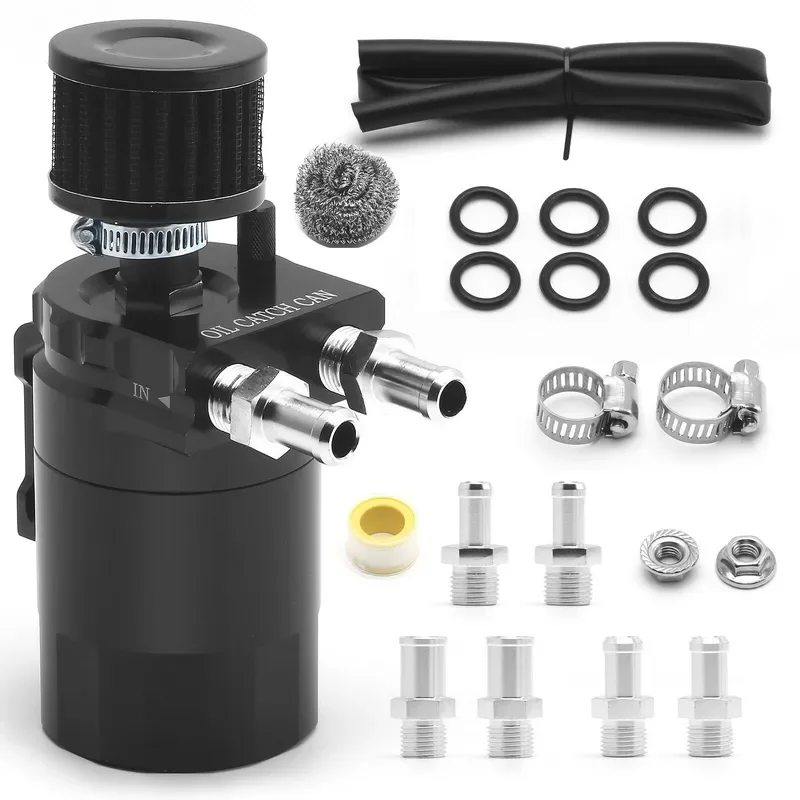 for Universal Car Oil Catch Can 300ML Air Filter Breather Tank with Steel Wire Ball Exhaust Gas Recovery Pot Auto