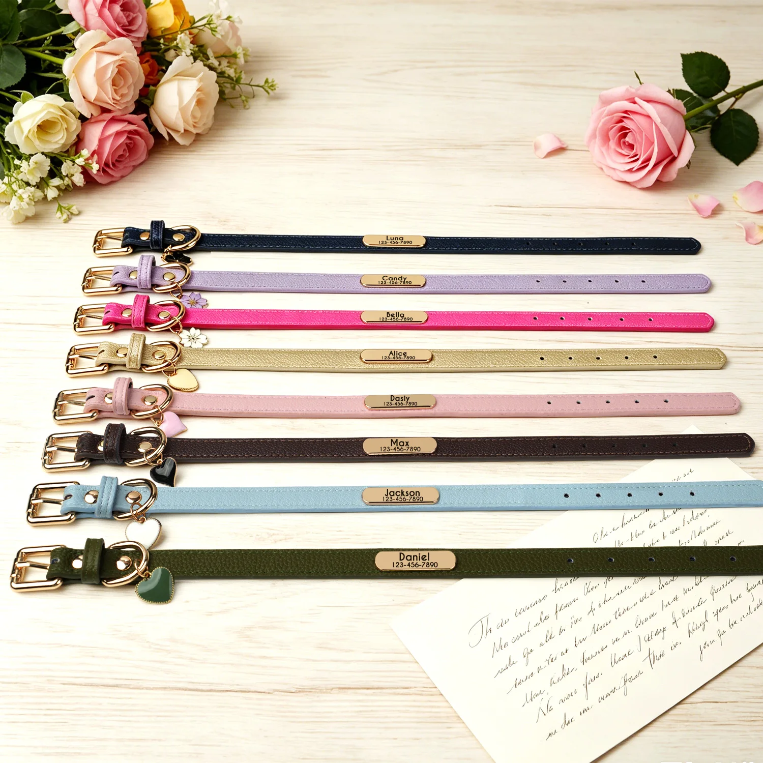 8 Colors Custom Dog Collar Soft PU Leather Puppy Kitten Collars Necklace Free Engraved Pet ID Collars For Small Medium Dogs Cats