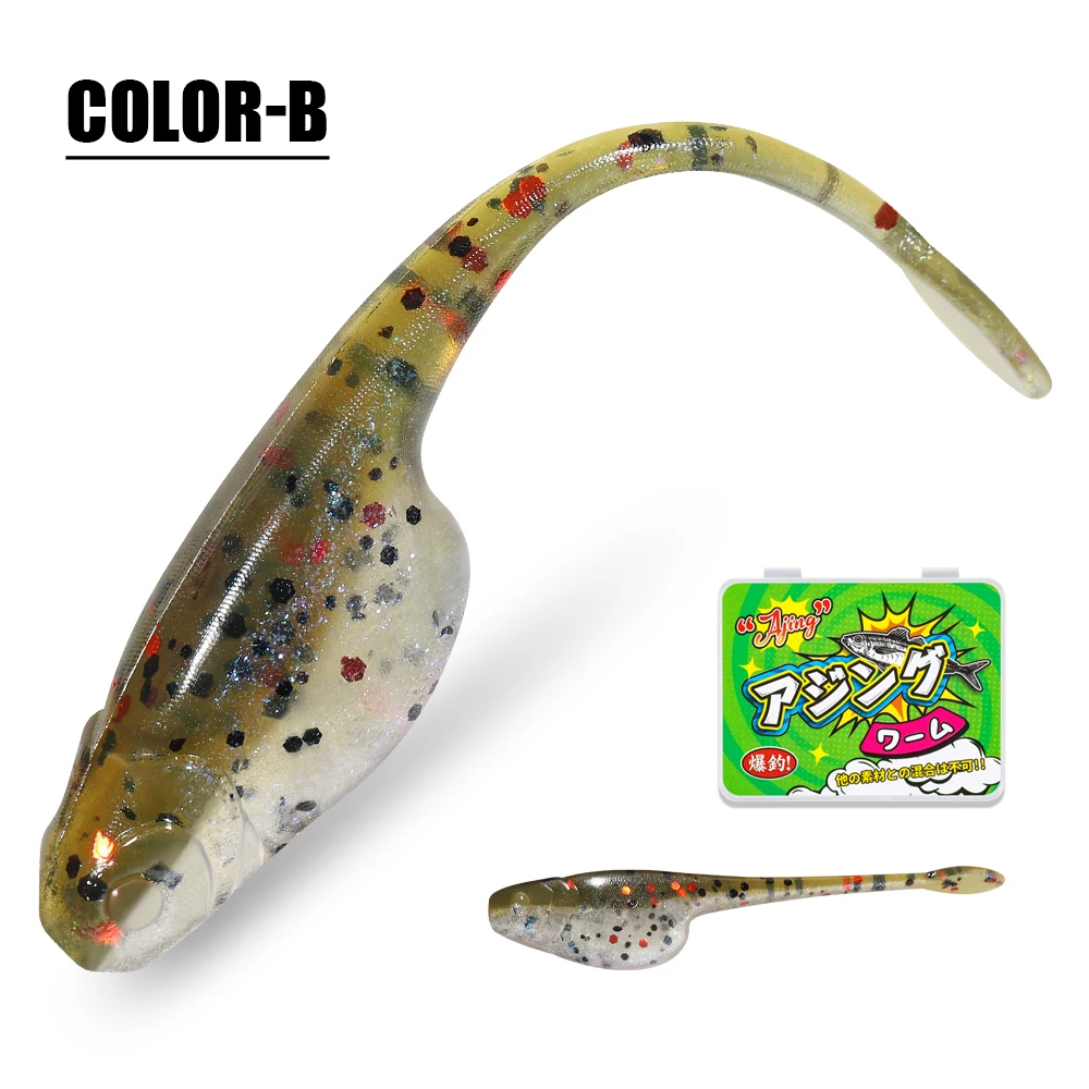 Palissander Crappie Minnow Shad Zacht Aas 5 cm Ajing Worm Vissen Lokken Wilgenstaart TPR Drijvende Drop Shot Ocean Rock Visgerei
