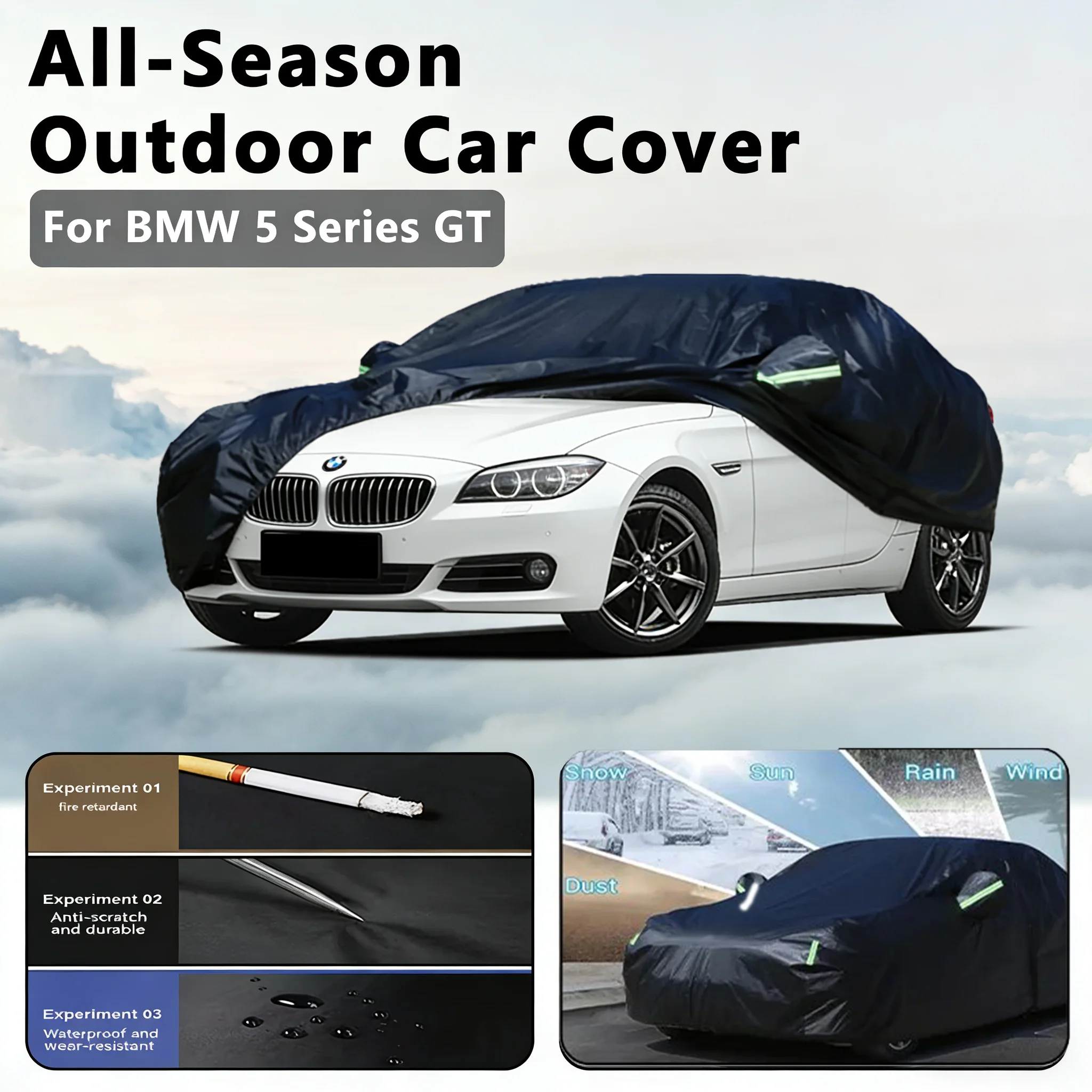 

Car Cover for BMW 5 Series GT Outdoor Full Protection, Waterproof Dustproof Heat-Resistant, All-Season Use Exterior Accessories