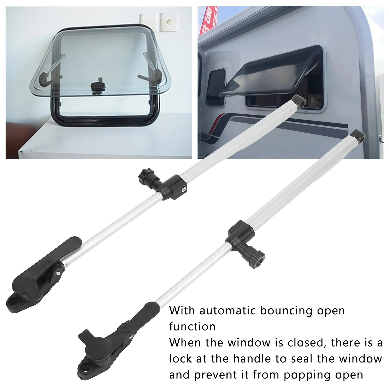 2szt RV Window Support Rod 310-435mm Teleskopowy stop aluminium do przyczepy kempingowej