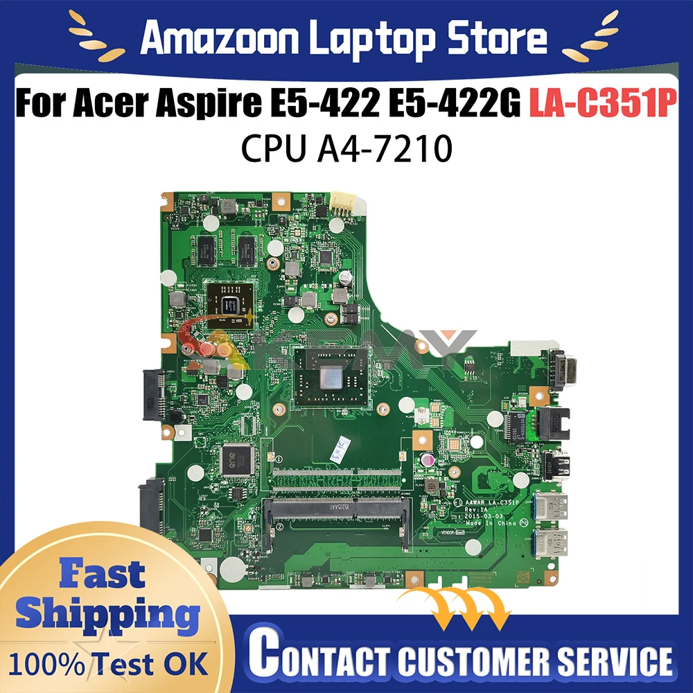 

Материнская плата для ноутбука Acer Aspire E5-422 E5-422G LA-C351P с процессором A4-7210, материнская плата для ноутбука NB.MY протестирована нормально